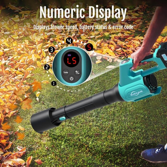 The garden tools leaf blower with Turbo mode for powerful high-speed leaf clearing.