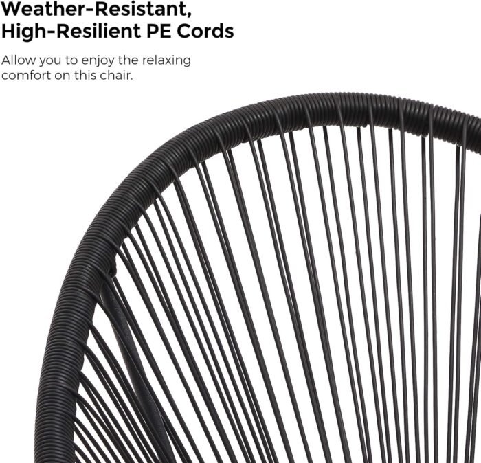 Close-up of the durable PE rattan chairs included in the garden furniture set for long-lasting use.